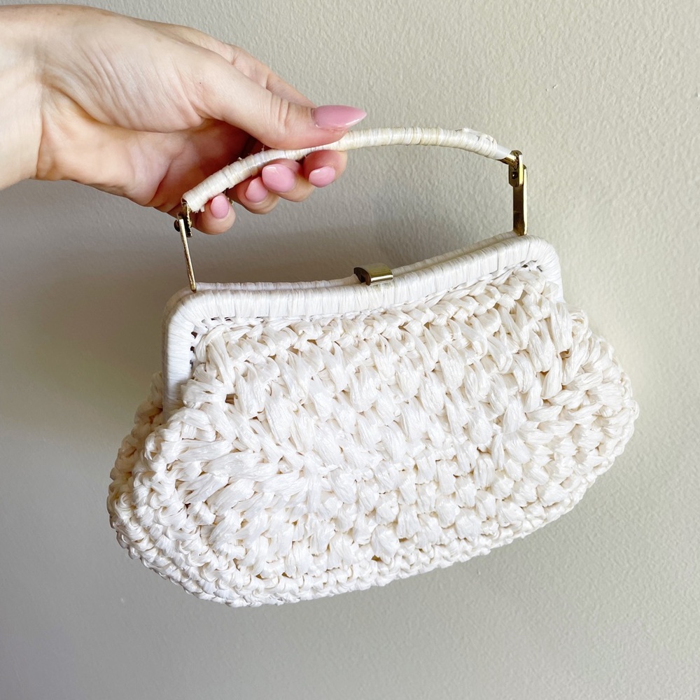 Marcus Brothers of Miami Vintage White Woven Bag 50s 60s - Picture 3 of 8